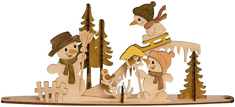 Drechslerei Kuhnert Austauschmotiv für Teelichtbogen mit Räuchertanne - Schneemann