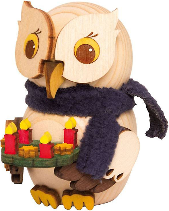 Drechslerei Kuhnert Mini-Eule mit Adventskranz