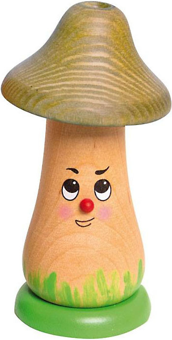 Drechslerei Kuhnert Räucherfigur Rauchpilz mit grünem Hut