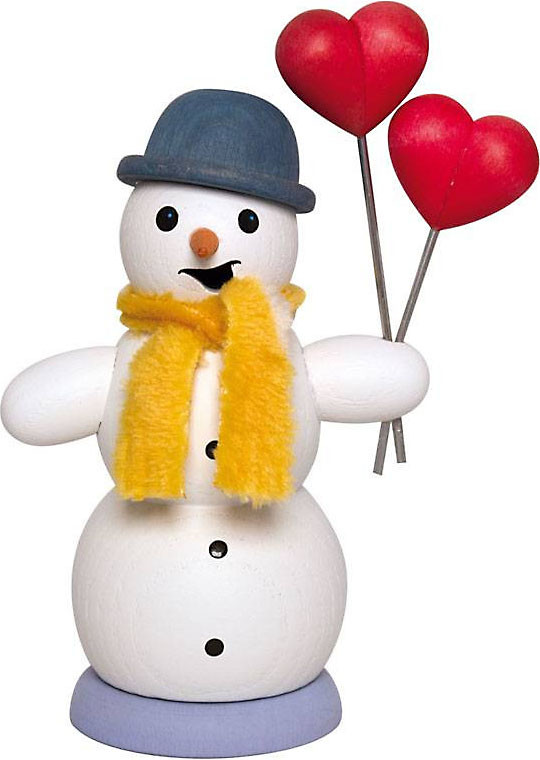 Drechslerei Kuhnert Räuchermann Schneemann mit Herzen