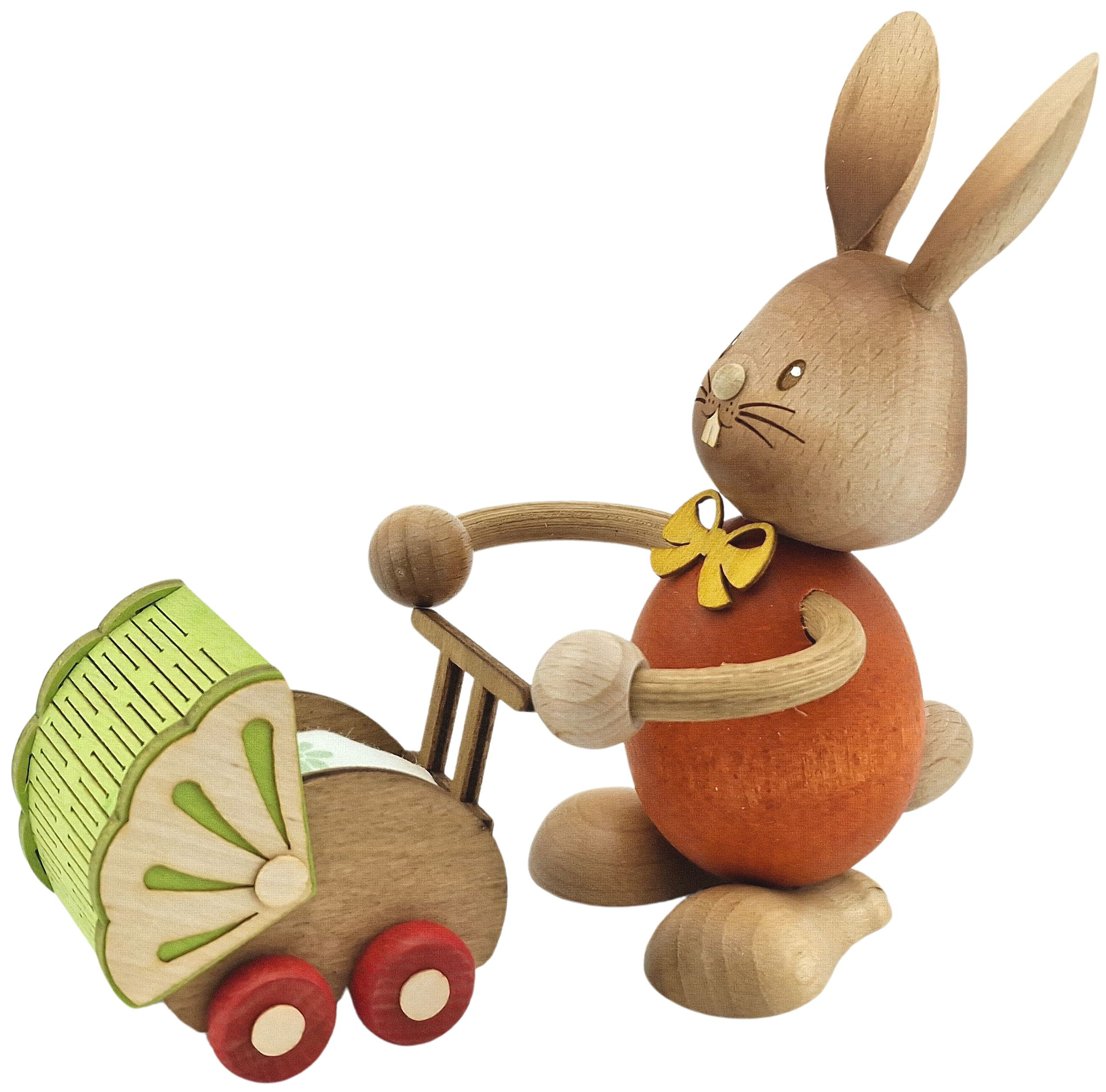 Drechslerei Kuhnert Stupsi Hase mit Kinderwagen