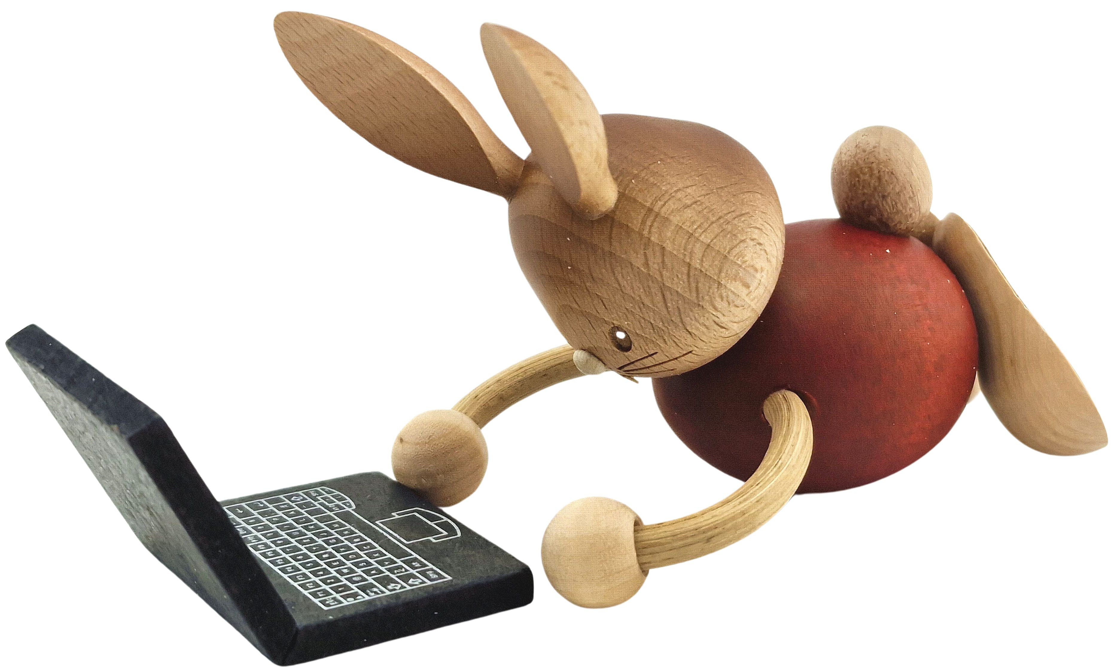 Drechslerei Kuhnert Stupsi Hase mit Laptop