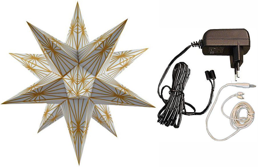 Marienberger Adventsstern - goldene Linien 2, mit Beleuchtung