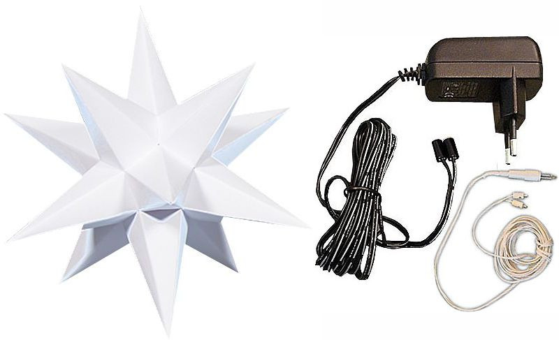 Marienberger Adventstern - weiß, mit Beleuchtung