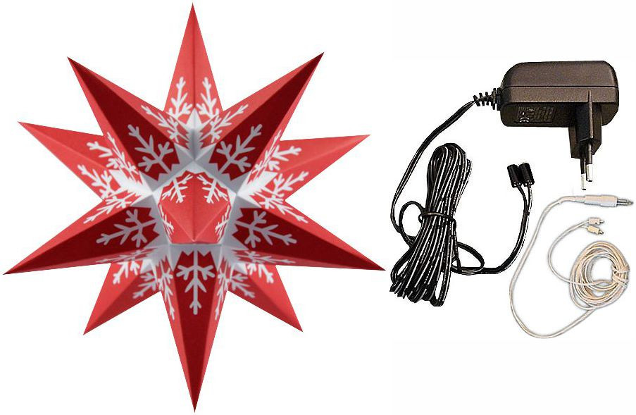 Marienberger Adventstern - weiße Flocke, mit Beleuchtung