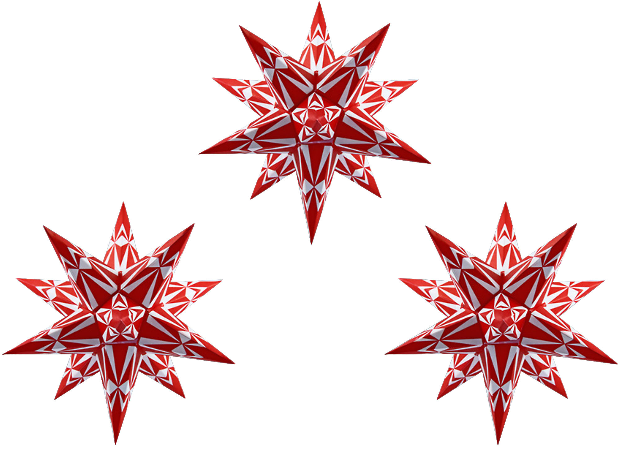 Marienberger Adventsstern - 3er-Set Adventsstern rot-weiße Ornamente
