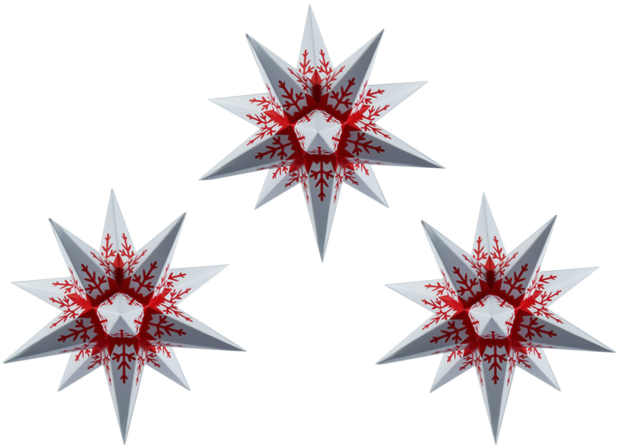 Marienberger Adventsstern - 3er-Set Adventsstern rote Flocke auf weiß