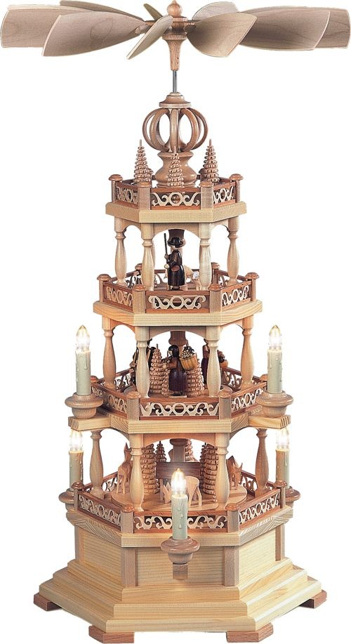 3-storeyed pyramid, forest motif 3-storeyed pyramid, forest motif
