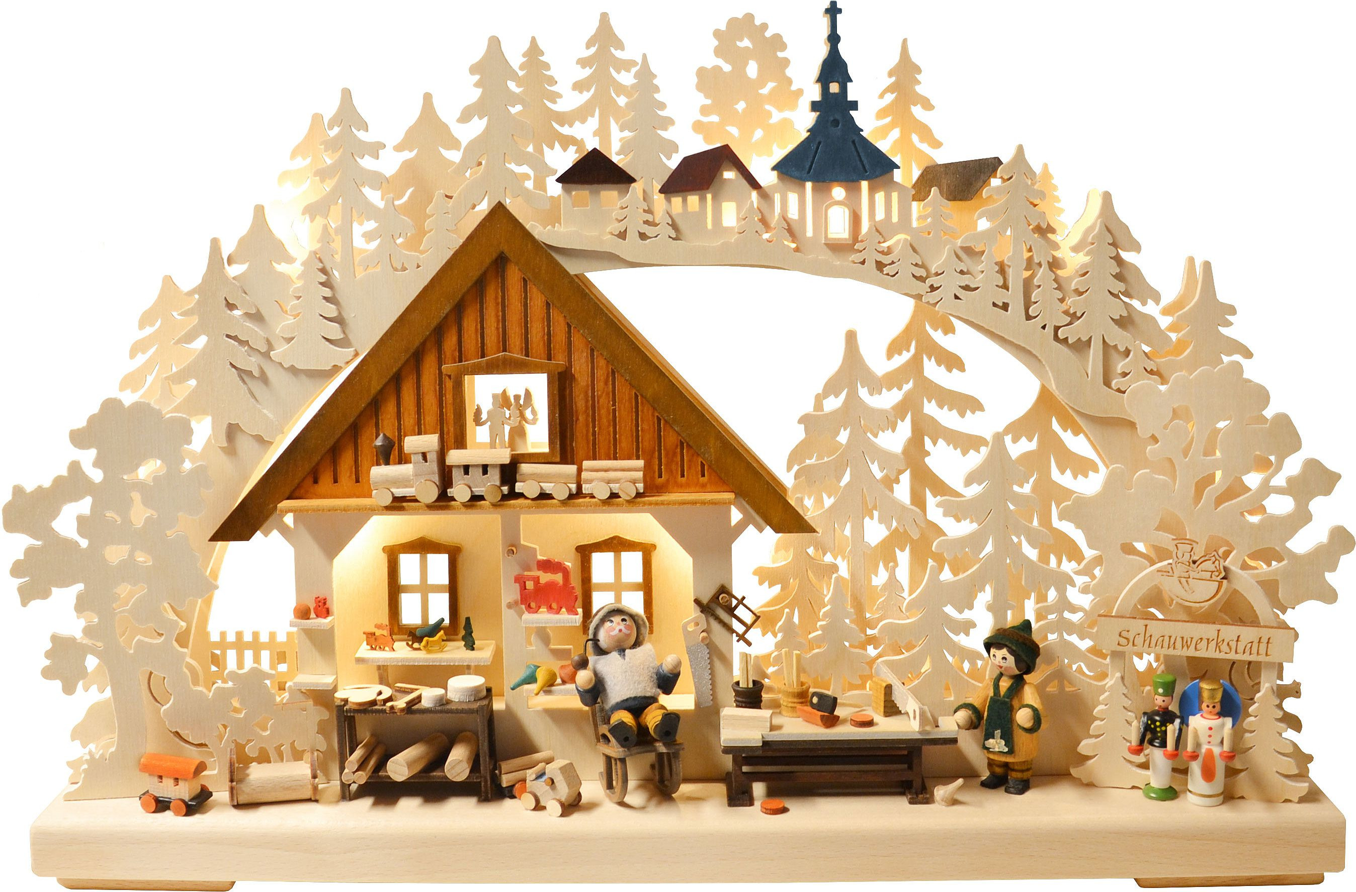 Ratags Holzdesign 3D-Schwibbogen Spielzeugmacherwerkstatt, klein