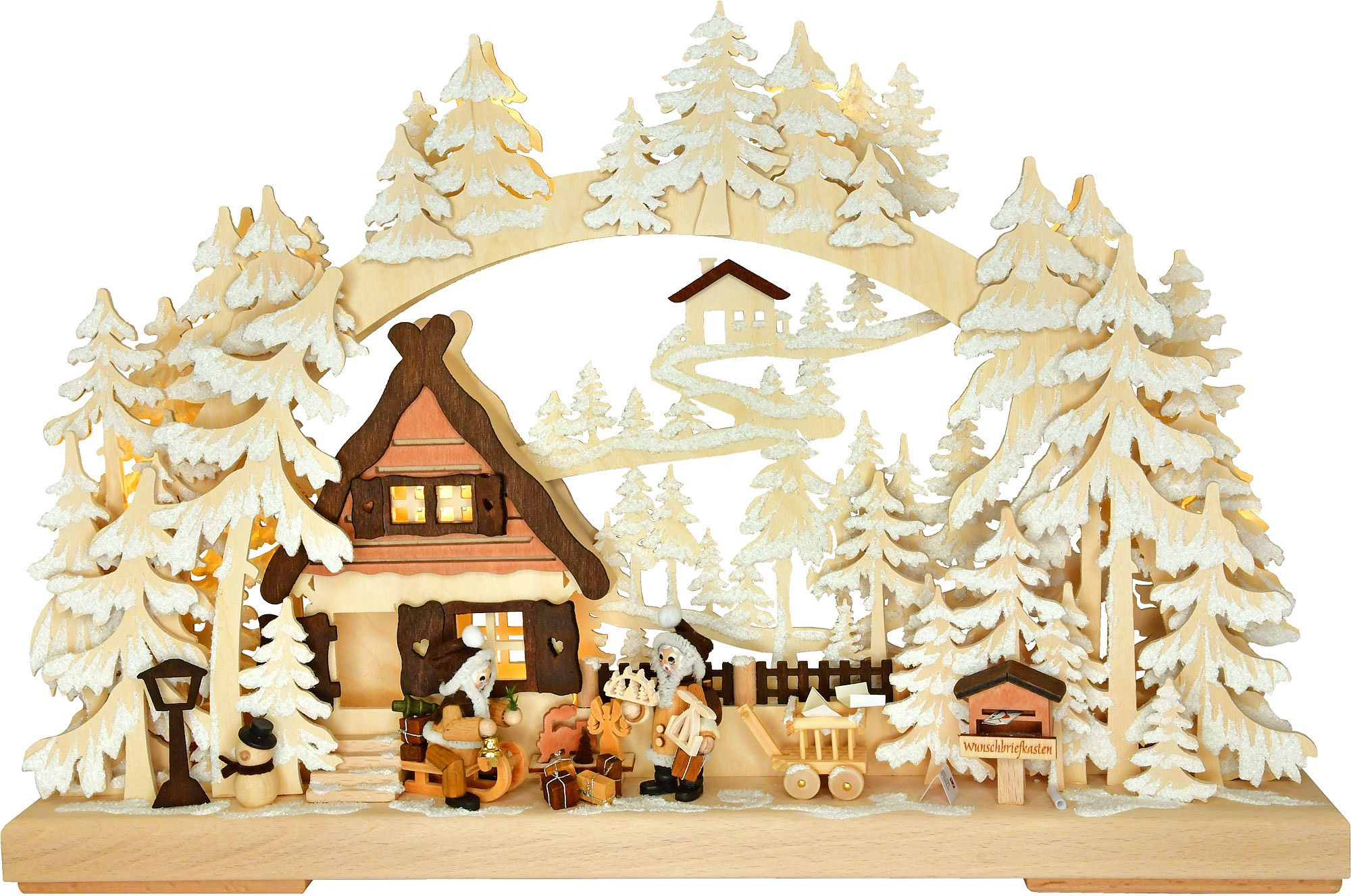 Ratags Holzdesign 3D-Schwibbogen Weihnachtswünsche - mit Raureif, klein