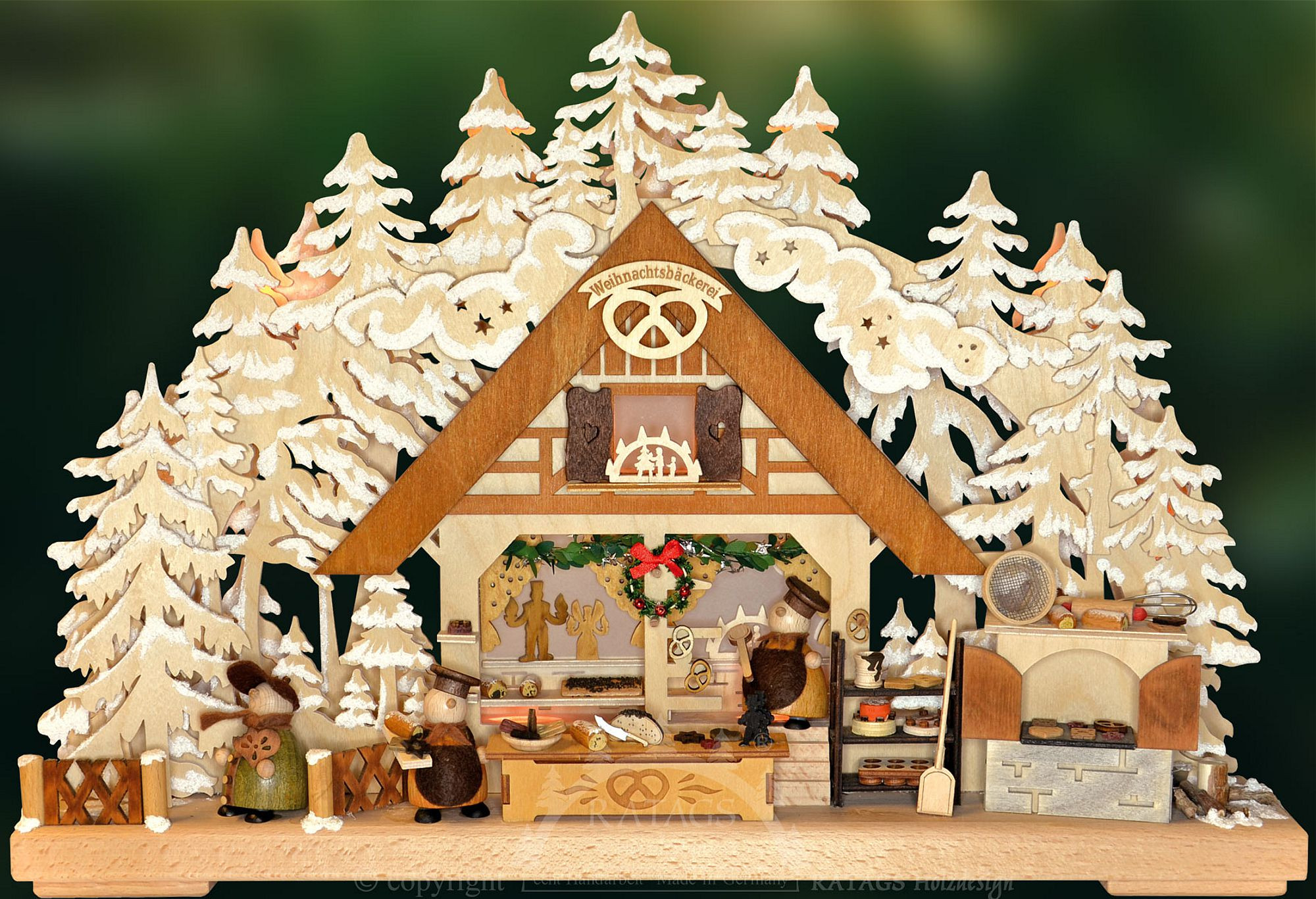 Ratags 3D-Schwibbogen Weihnachtsbäckerei, klein mit Raureif