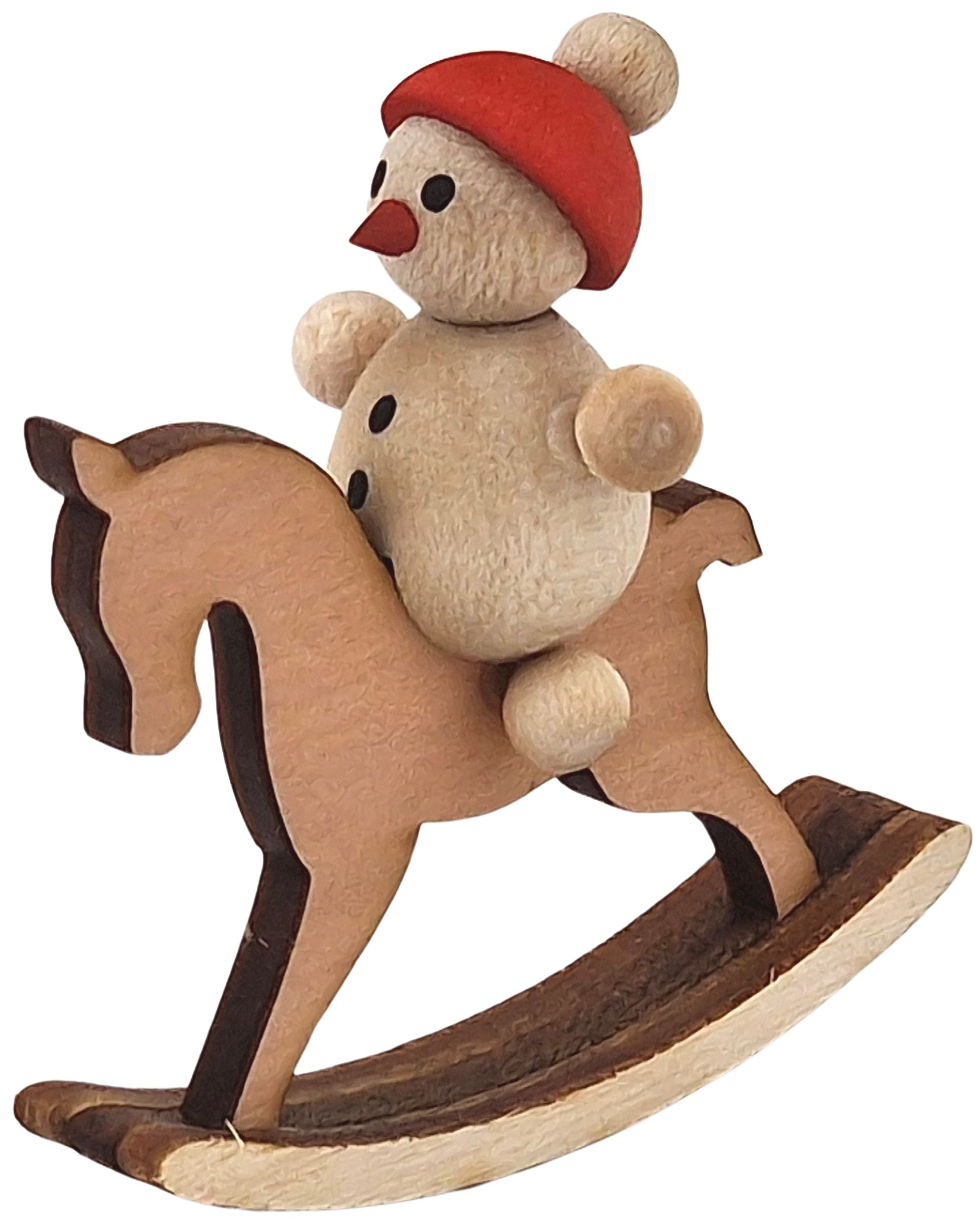 rauta Schneemannkind mit Schaukelpferd