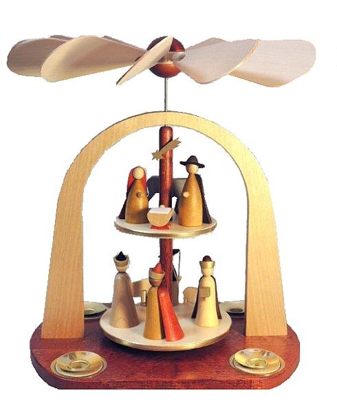 2-storeyed pyramid, Nativity, in new natural wood design 2-storeyed pyramid, Nativity, in new natural wood design