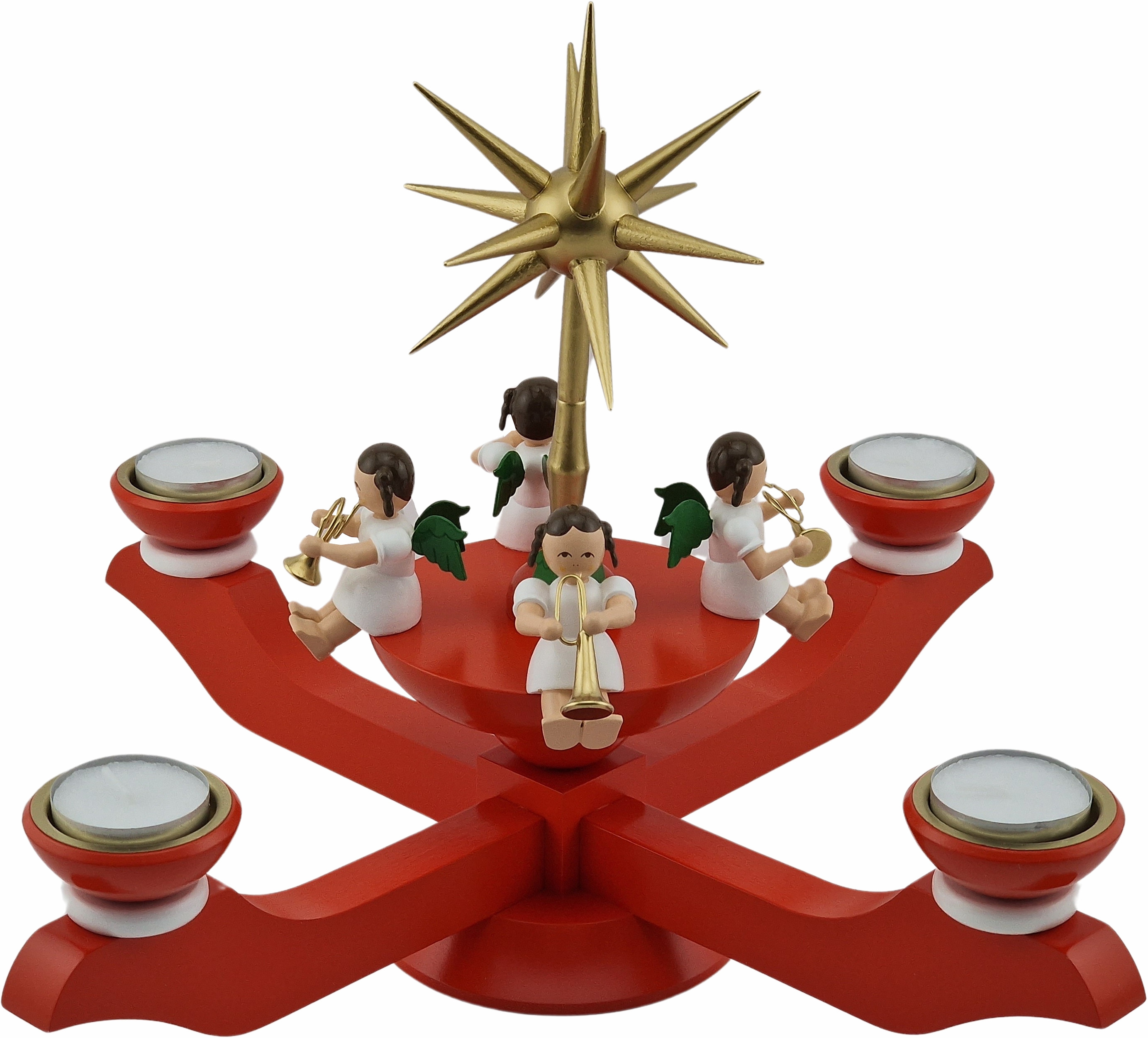 Richard Gläser Adventsleuchter mit mit Teelichtern rot