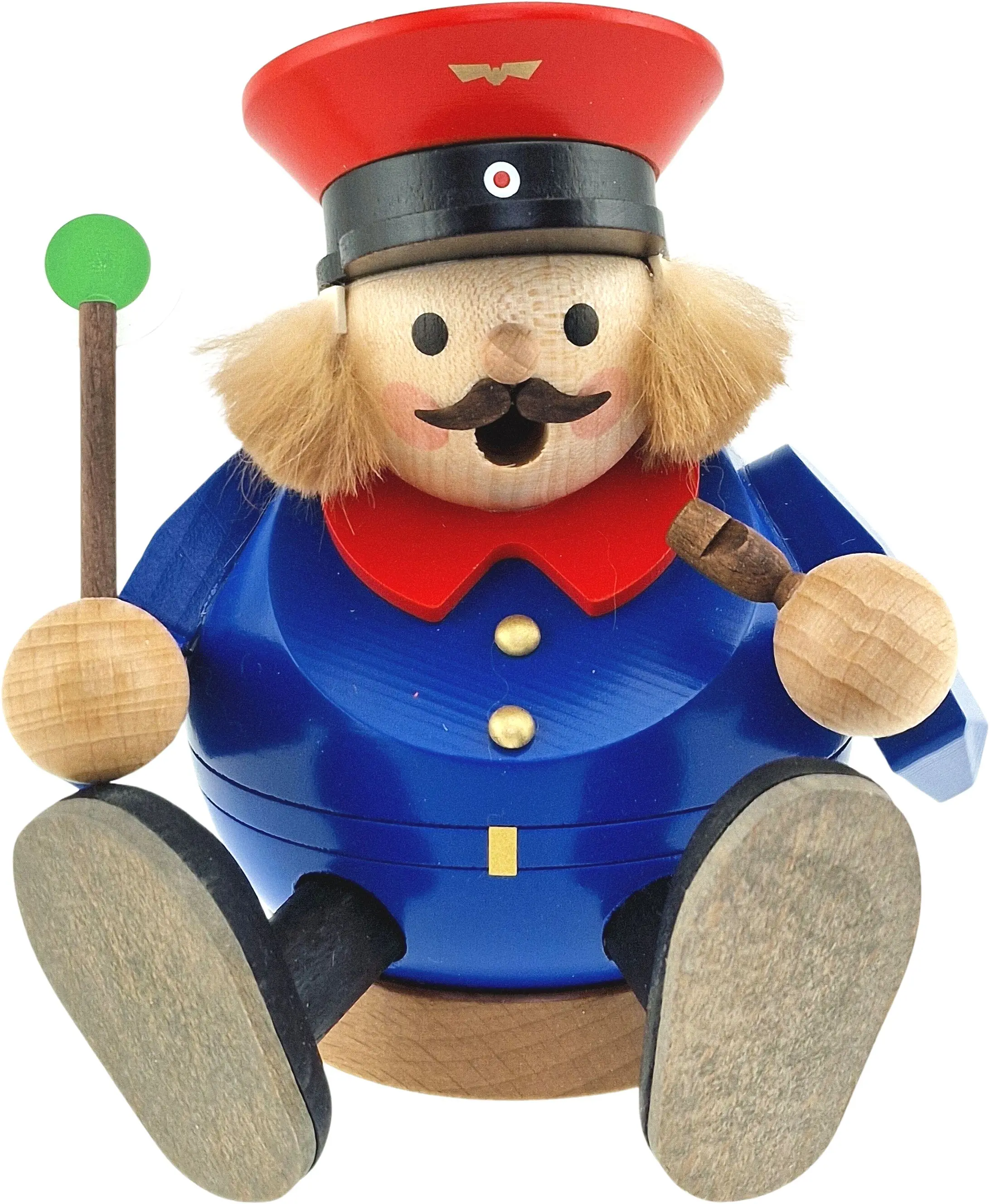 Richard Glaesser Minikugelrauchmann „Eisenbahner“ – 8 Cm Hoch, Original Aus Seiffen Im Erzgebirge – Traditionelle Weihnachtsdekoration