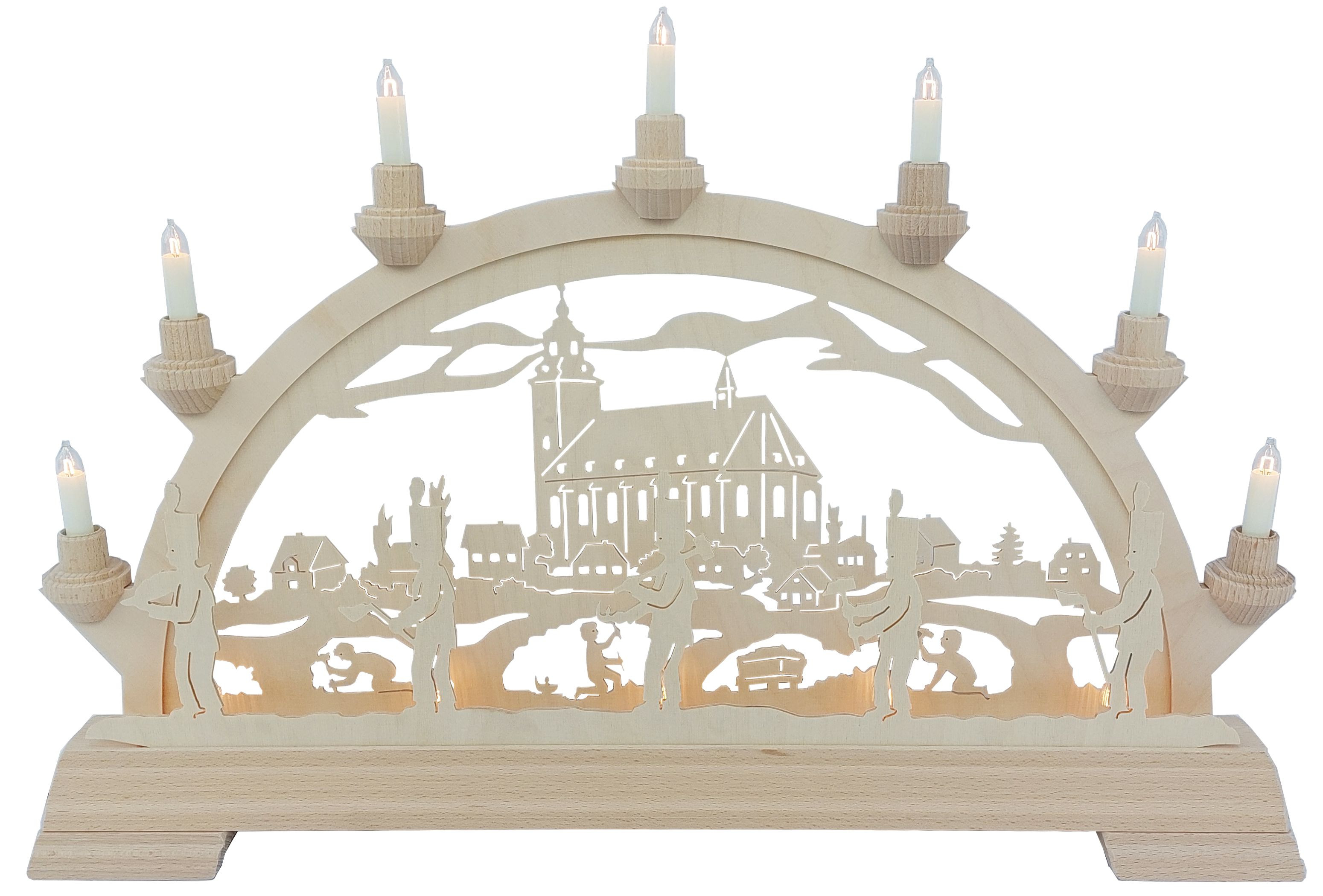 Taulin Schwibbogen Schneeberger Kirche 55cm mit Vorbeleuchtung