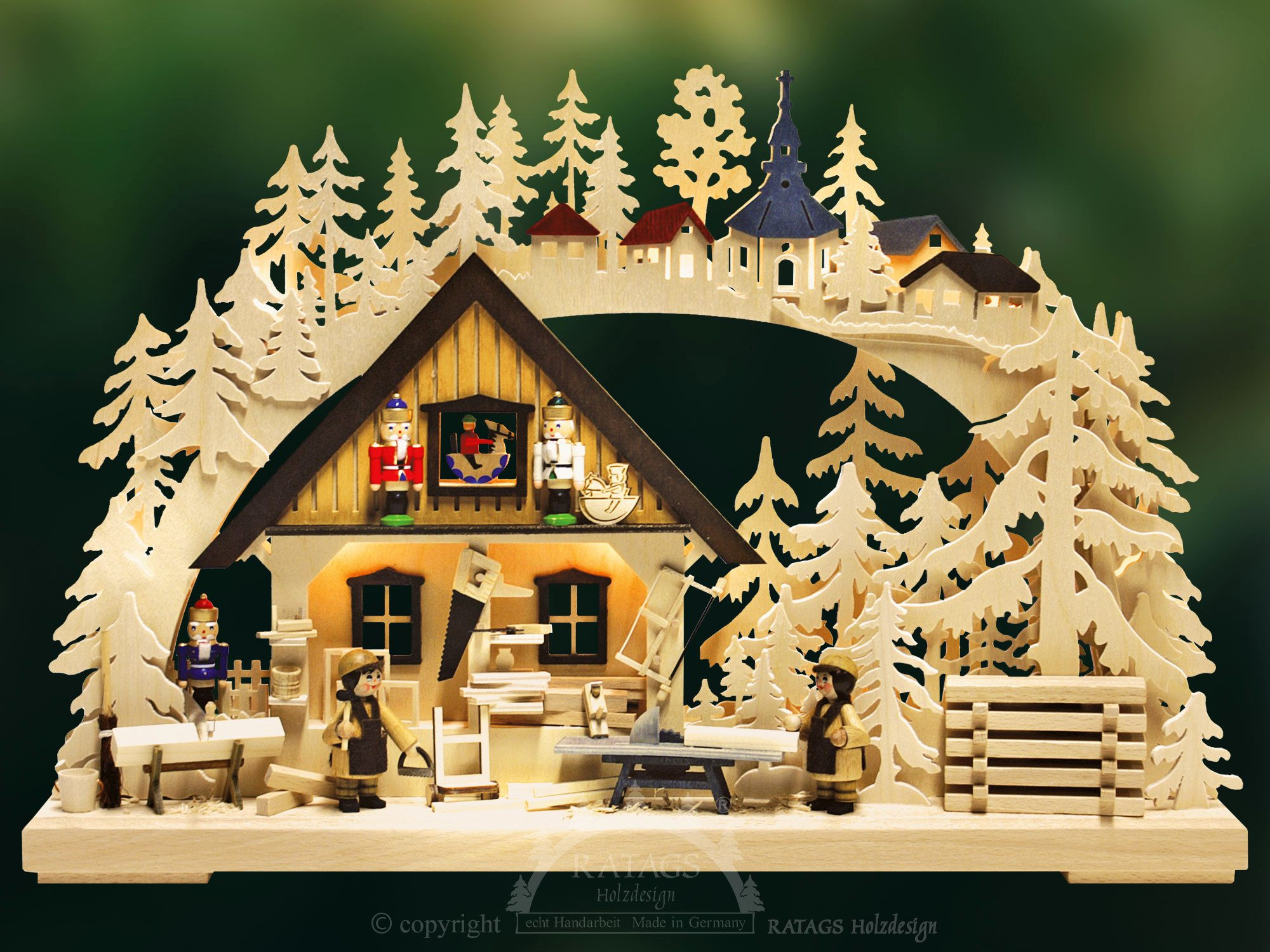 Ratags 3D-Schwibbogen Nussknackerwerkstatt, klein