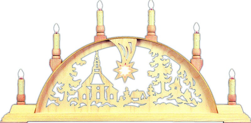 Holger Seidel Schwibbogen Seiffener Kirche mit Licht 63cm