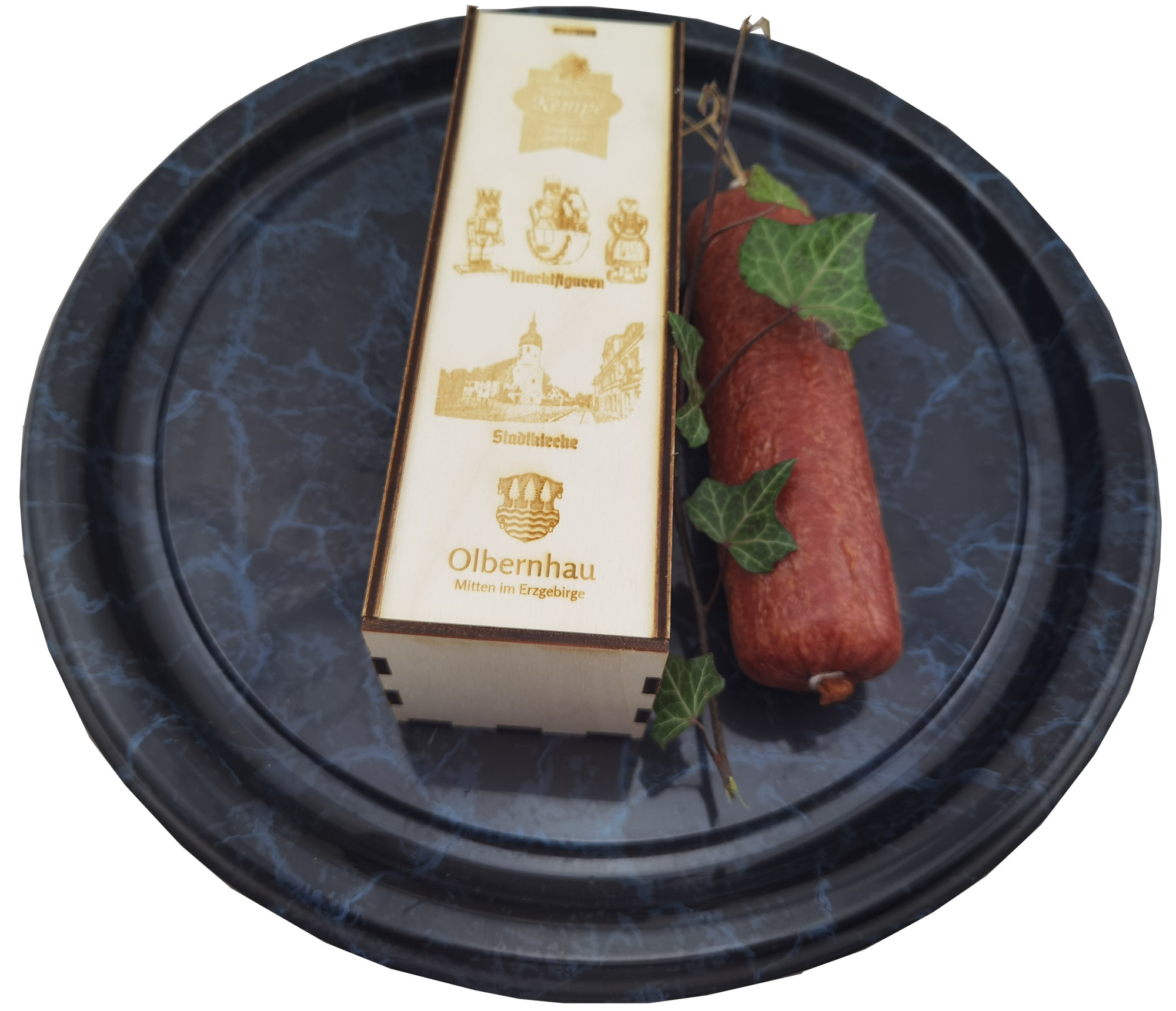 Fleischerei Kempe Traditionssalami im Naturholzkästchen