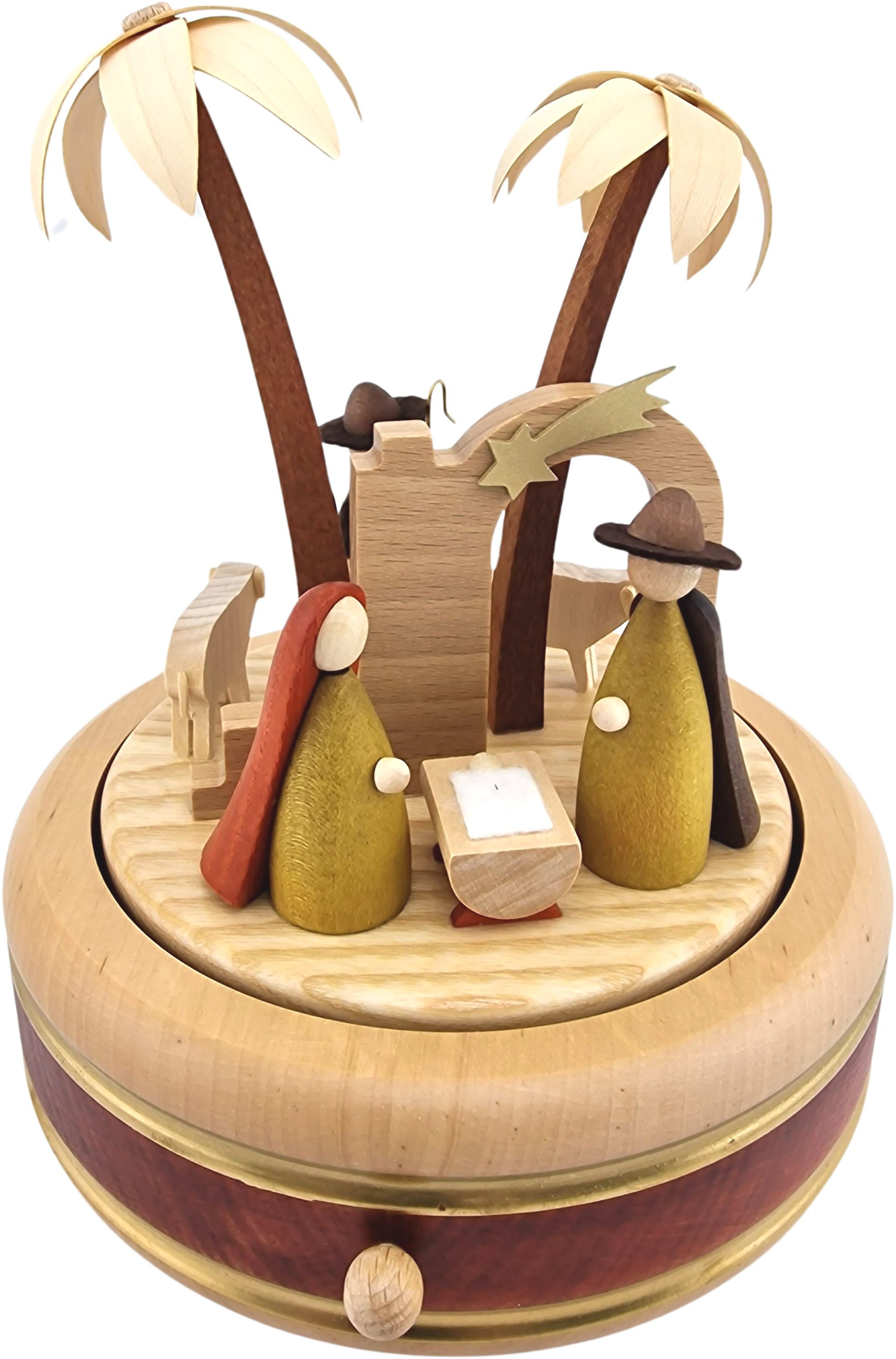 Spieldose Christi Geburt, 22-st. Spw. Stille Nacht, neues Naturholzdesign - Stille Nacht