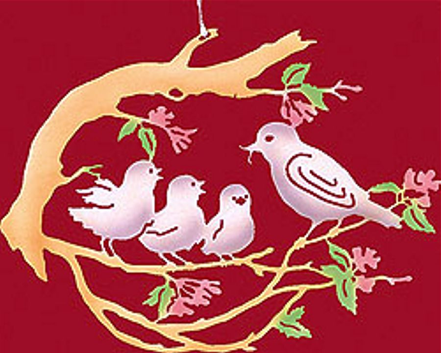 Taulin Fensterbild farbig Amselfamilie maxi