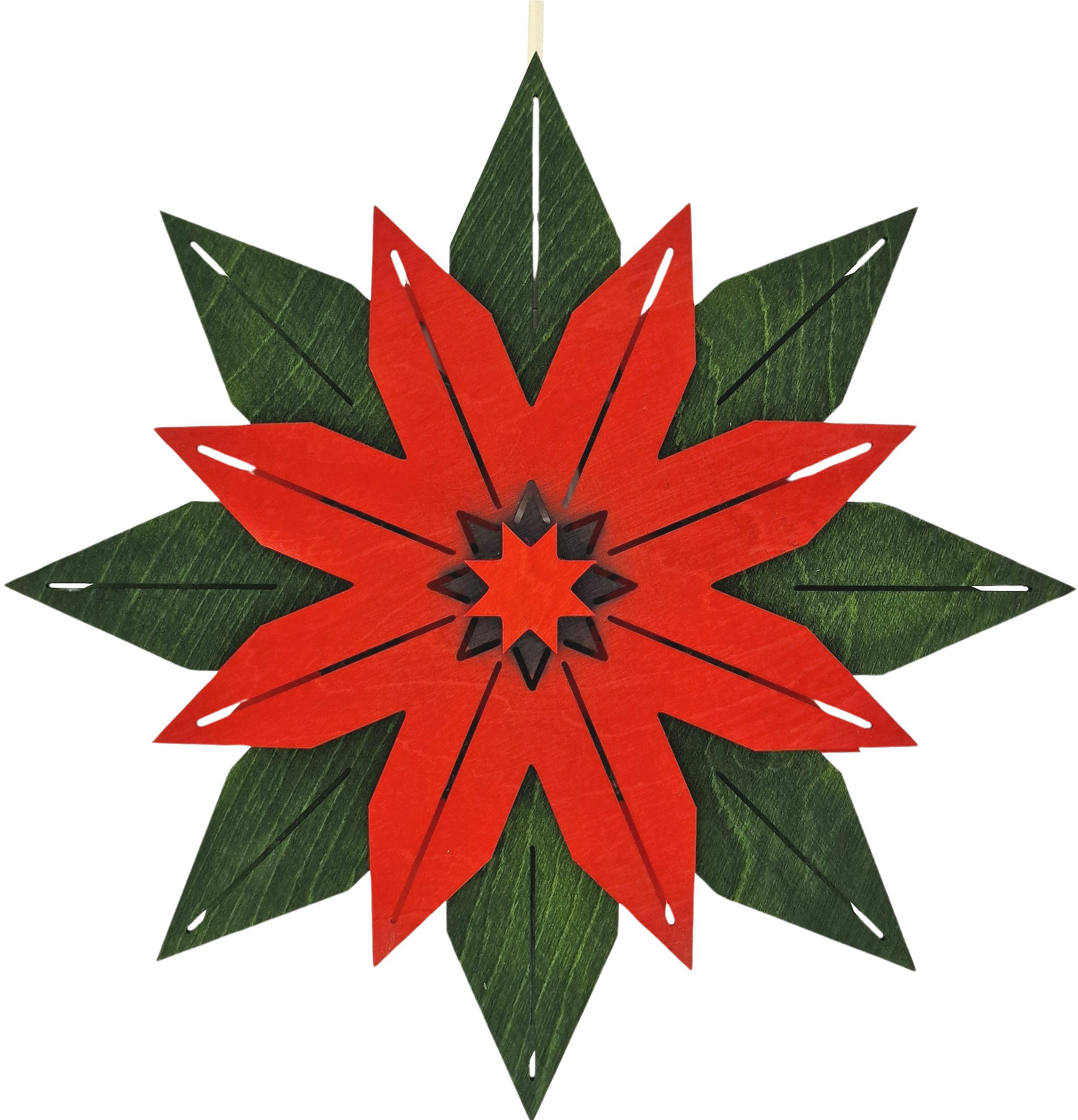 Taulin Beleuchtetes Fensterbild Weihnachtsstern - grün/rot