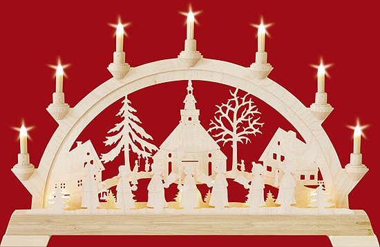 Taulin Schwibbogen Seiffener Kirche 55 cm mit Vorbeleuchtung