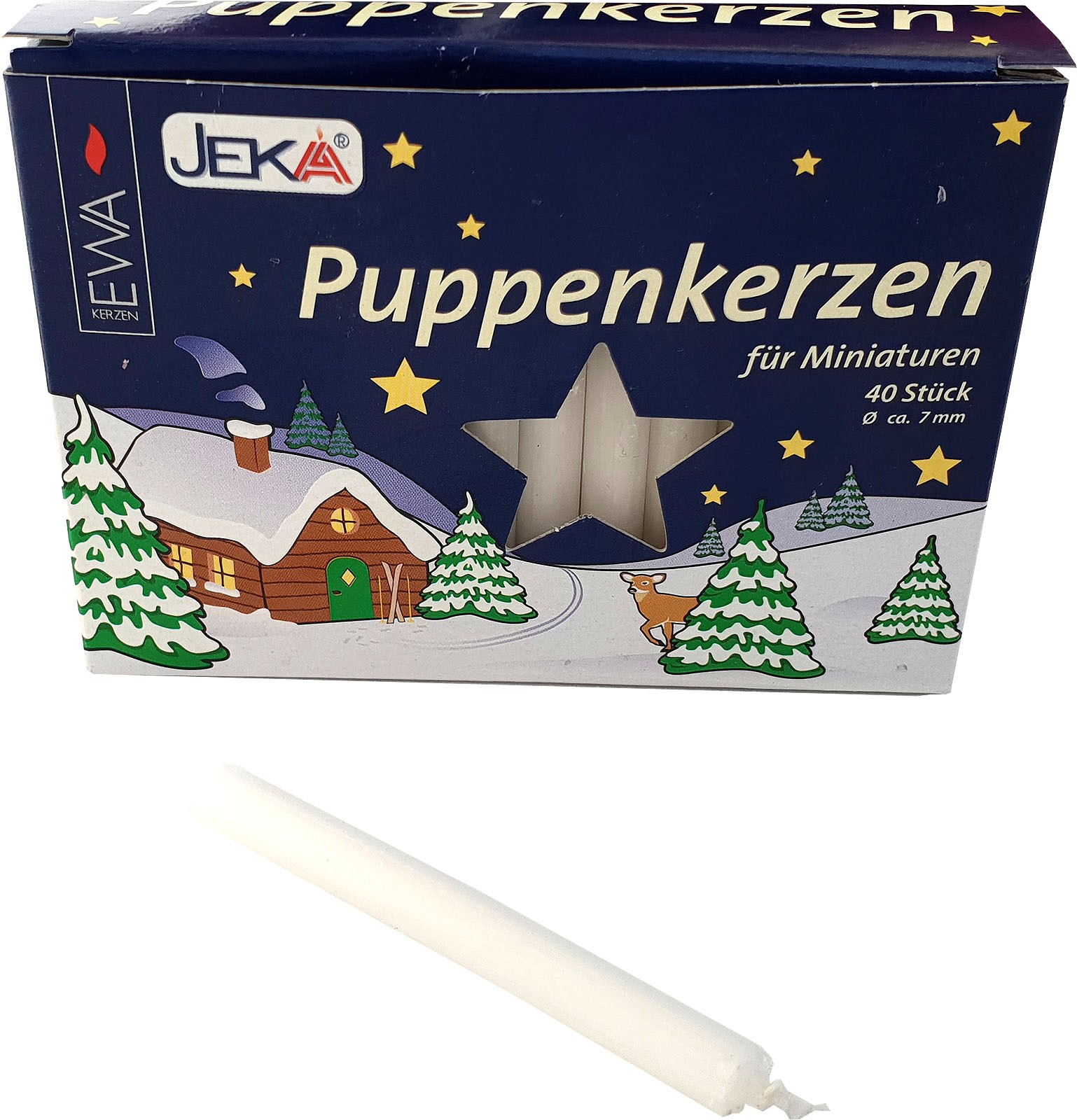 40 Puppenkerzen - weiß, 7 mm