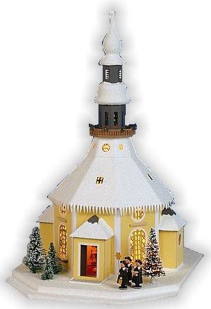 Birgit Uhlig Lichterhaus Seiffener Kirche - Dach schneebedeckt, 42 cm