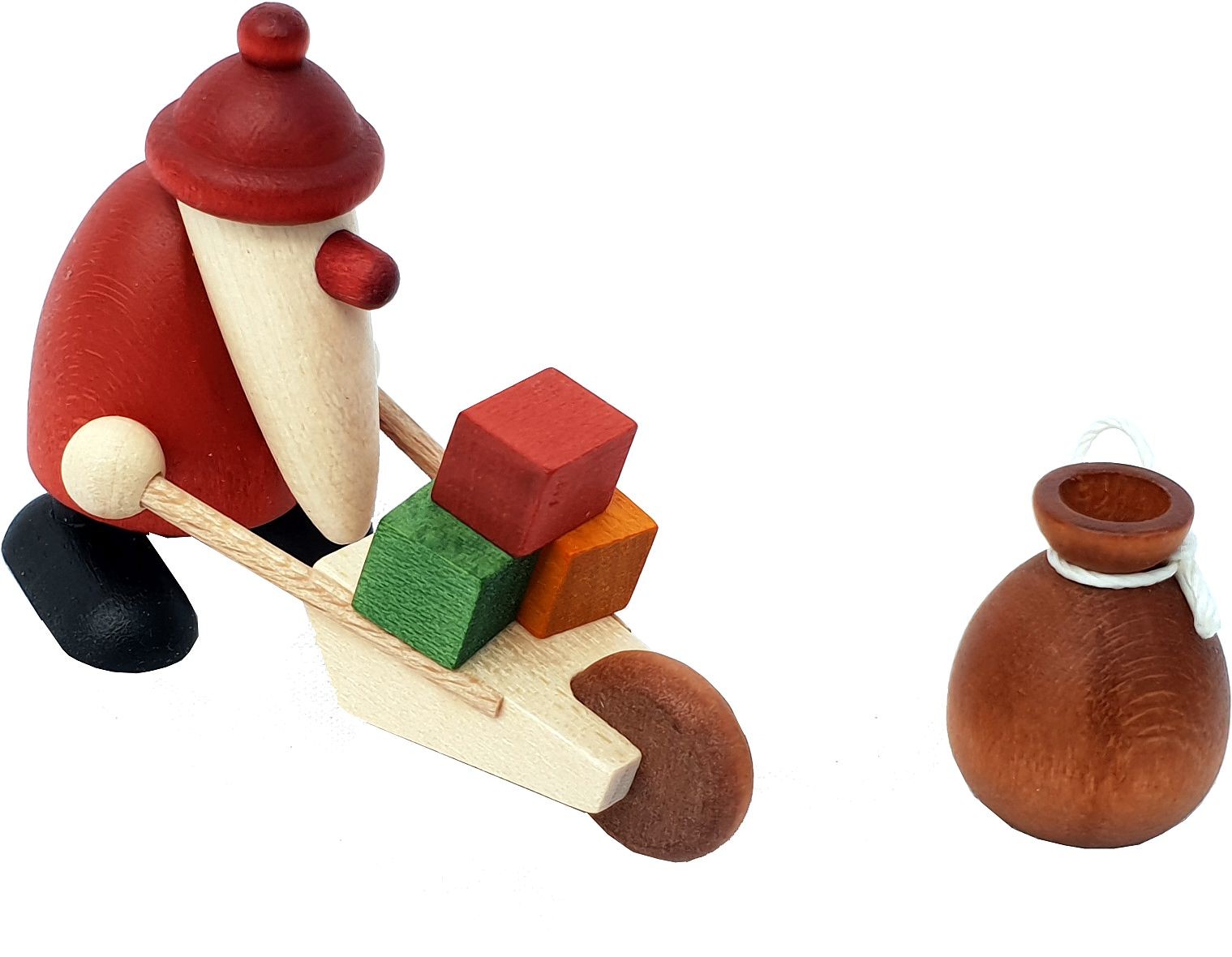 Björn Köhler Miniatur-Set 3 - Weihnachtsmann mit Schubkarre und Sack