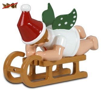 Ellmann Weihnachtsengel auf Schlitten - liegend, ohne Krone