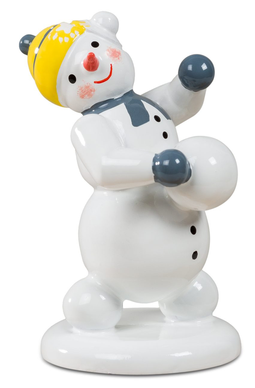 Ellmann Schneemann - Schneeballschlacht, gelbe Mütze