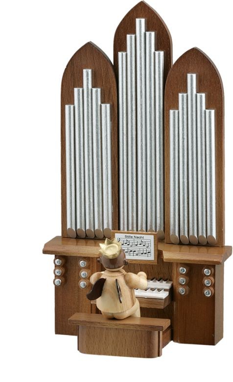 Ellmann Engel mit Orgel, ohne Spielwerk - mit Krone, natur