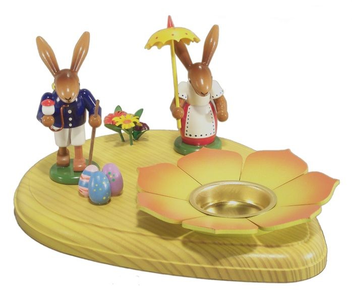 HoDreWa Legler Osterbrett mit Hasen und Teelicht bunt HoDreWa Legler Osterbrett mit Hasen und Teelicht bunt
