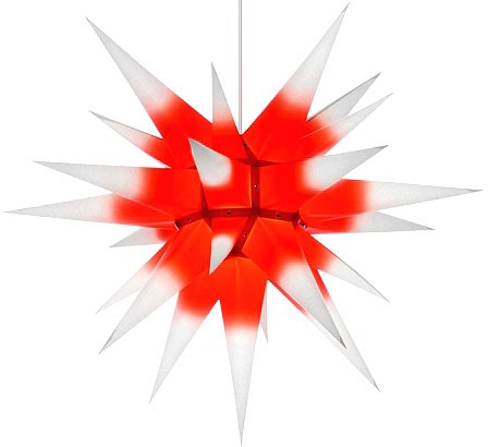Herrnhuter Stern I6, weiß mit rotem Kern - 60 cm
