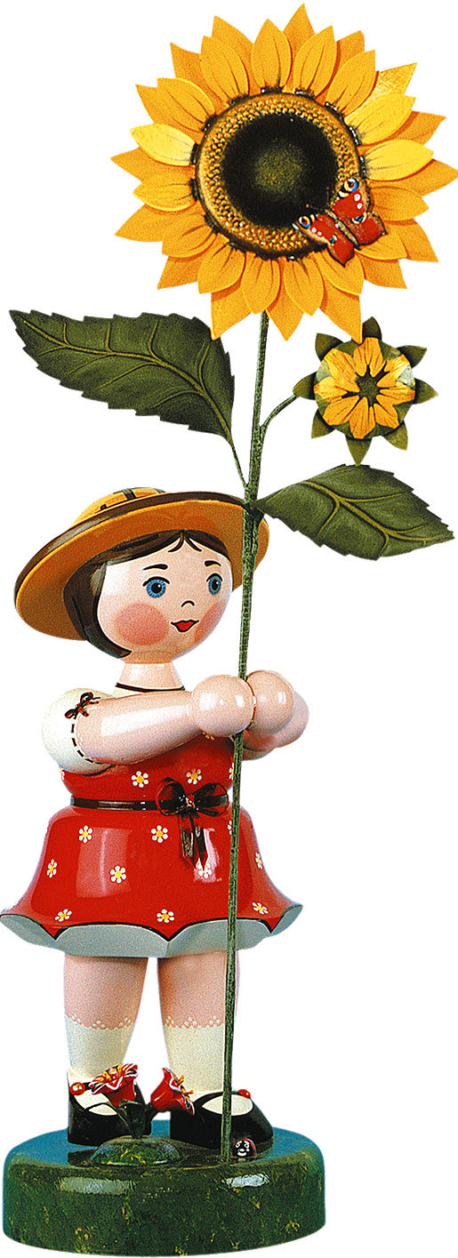 Hubrig Volkskunst  Blumenkind - Mädchen mit Sonnenblume, groß