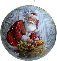 Nestler Weihnachtskugel Weihnachtsabend - Weihnachtsmann mit Sack, 10 cm