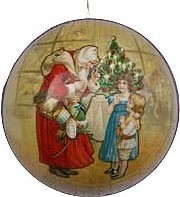 Weihnachtskugeln Heiliger Abend - Weihnachtsmann mit Kindern, 10 cm