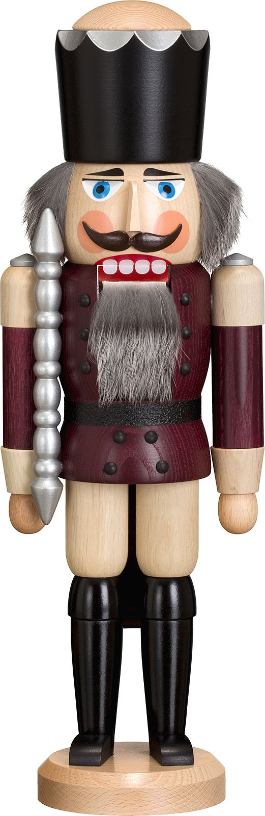 Seiffener Volkskunst eG Nussknacker König, Esche lasiert, aubergine, 39 cm