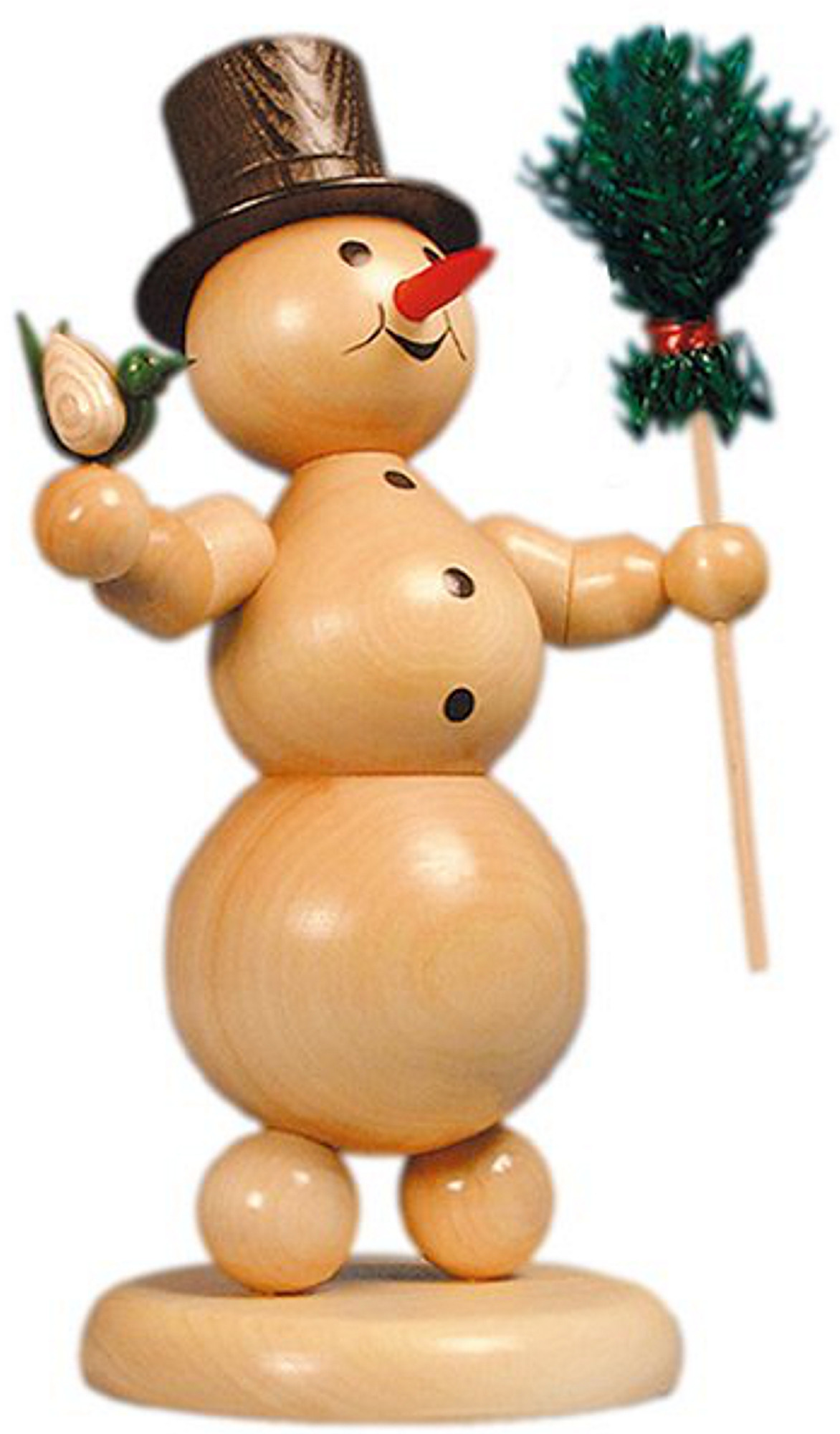 Drechslerei Volkmar Wagner Schneemann mit Besen und Vogel, groß