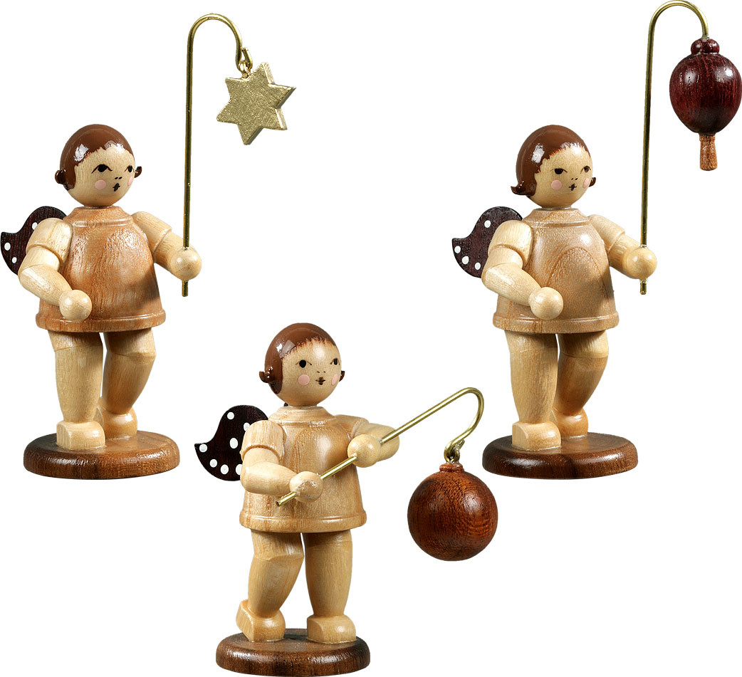 Ellmann Lampionengel, 3-teilig, Variante 1 - ohne Krone, natur