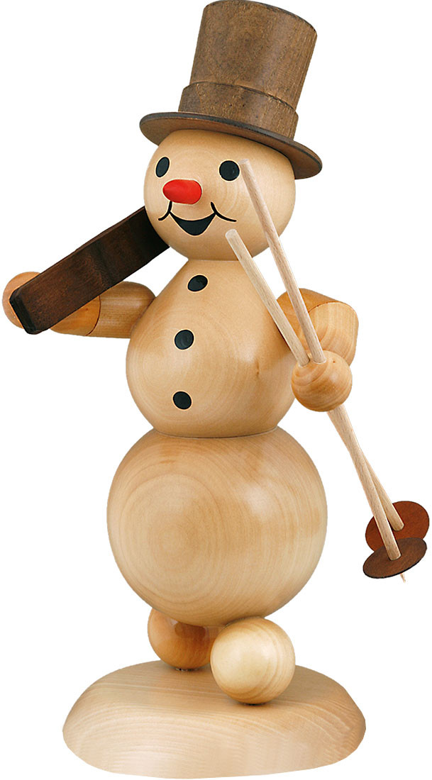 Drechslerei Volkmar Wagner Schneemann - Ski auf Schulter, groß