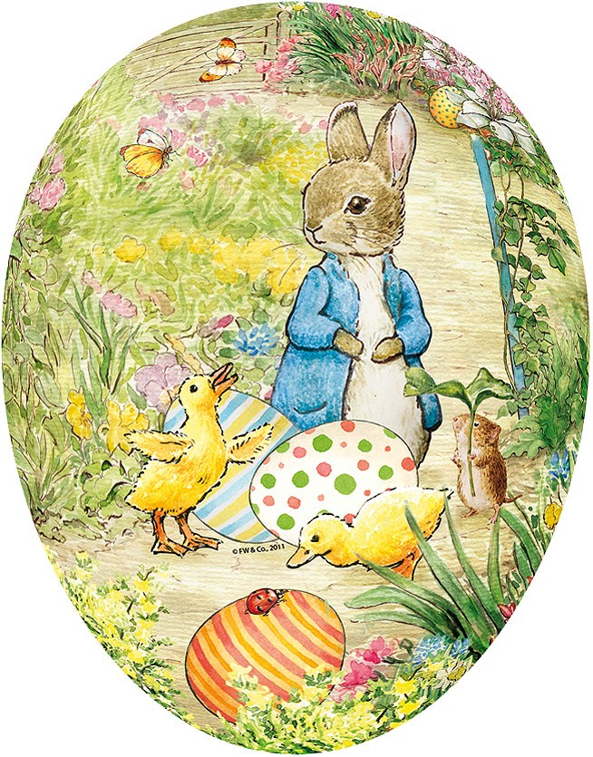 Nestler Osterei Beatrix Potter Hase mit Küken, 12 cm