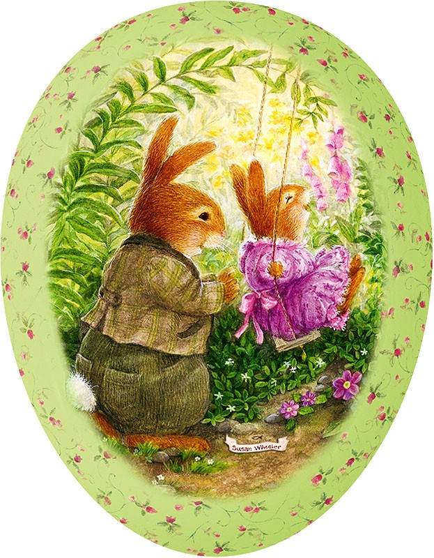 Nestler Osterei - schaukelndes Hasenkind, 9 cm