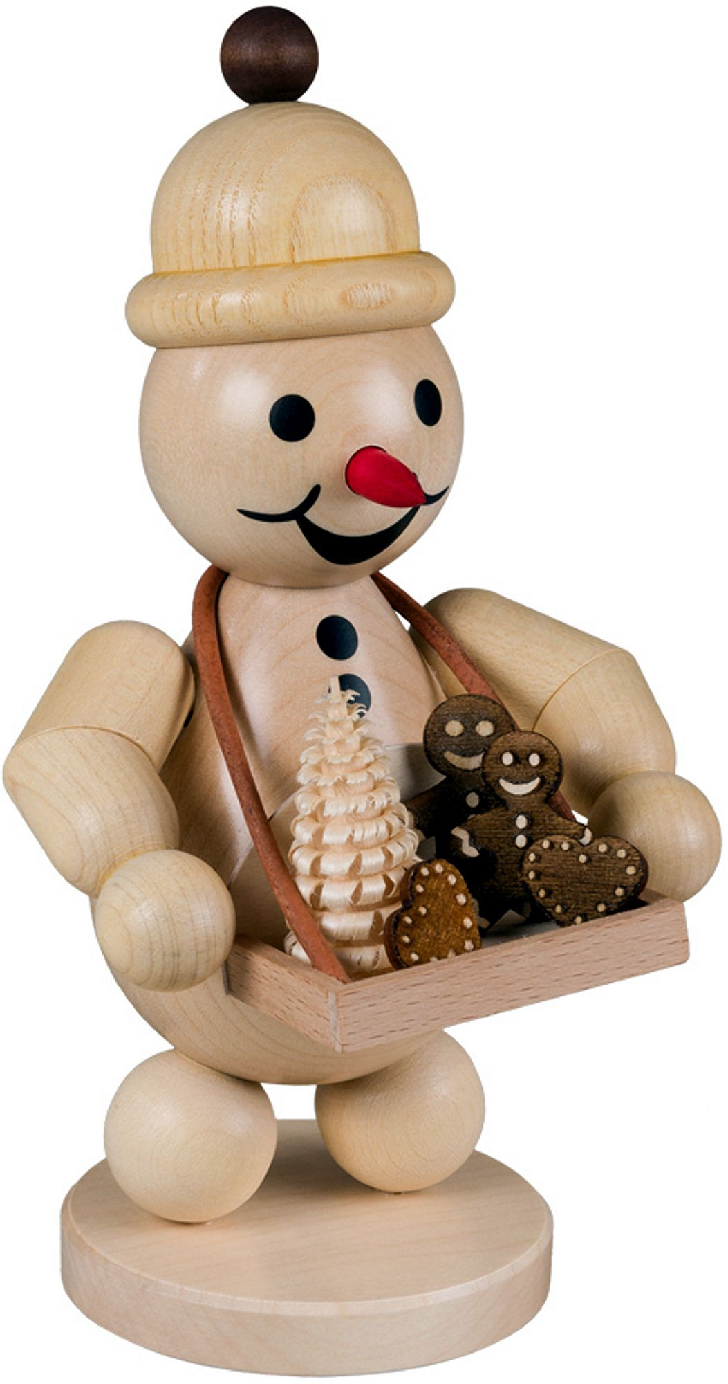 Drechslerei volkmar Wagner Schneemann Junior mit Bauchladen, mittel