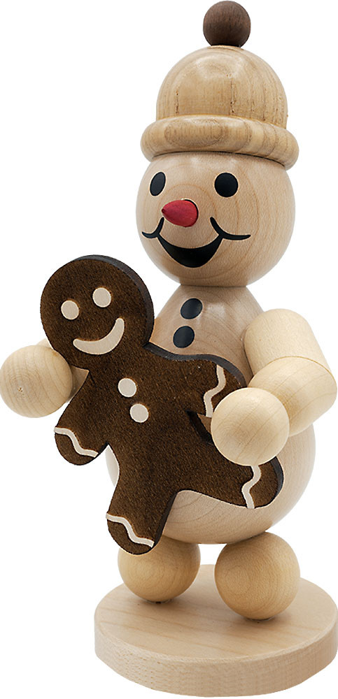 Drechslerei Volkmar Wagner Schneemann Junior mit Pfefferkuchenmann, mittel
