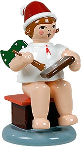 Ellmann Weihnachtsengel mit Pfefferkuchen - sitzend, mit Mütze