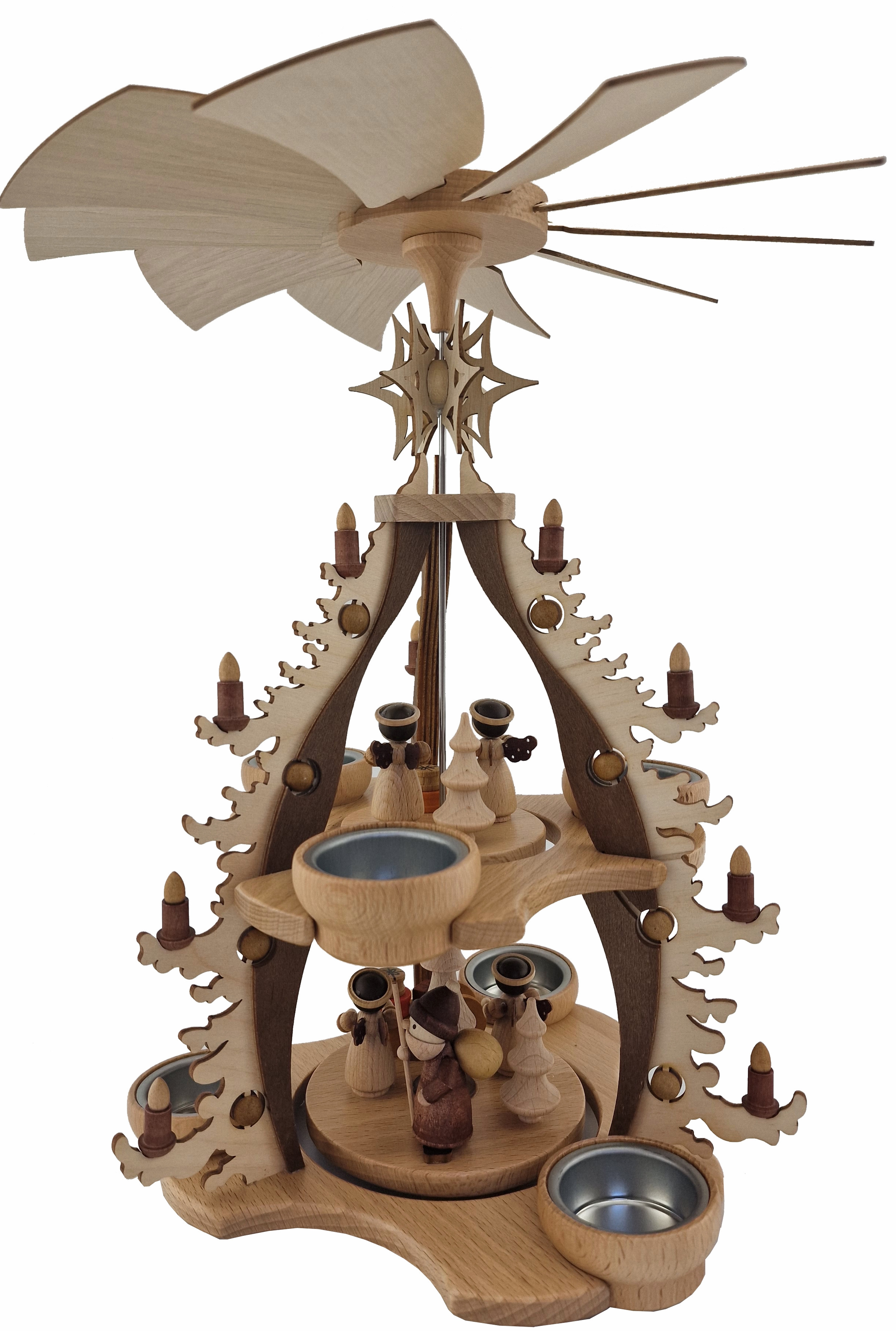 Zeidler Tischpyramide Bescherung, natur, 2-stöckig, für 6 Teelichter