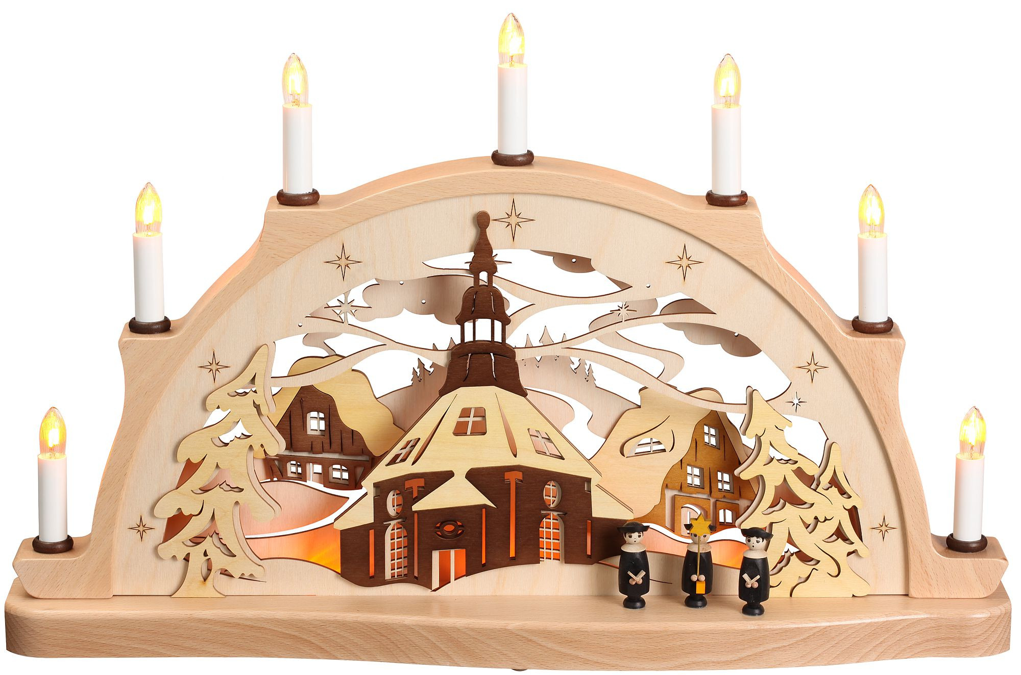 Zeidler Schwibbogen Seiffener Kirche mit Figuren 52cm