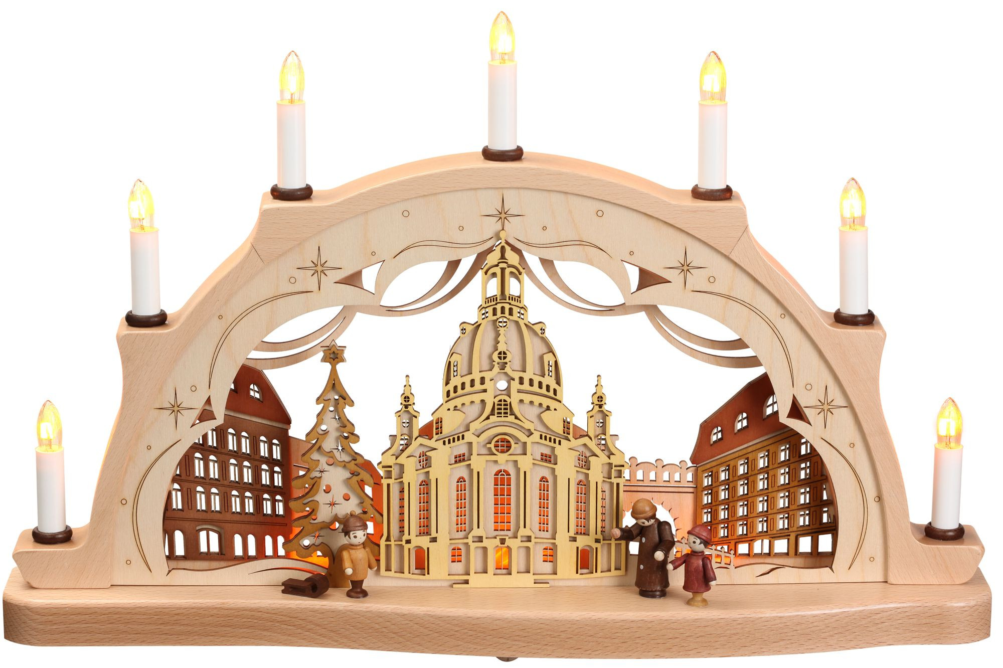 Zeidler Schwibbogen Dresder Frauenkirche mit Figuren 52cm